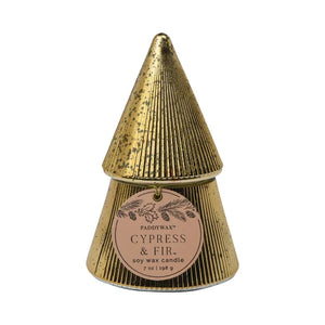 Cypress & Fir Copper Ribbed Tree Candle | Holiday