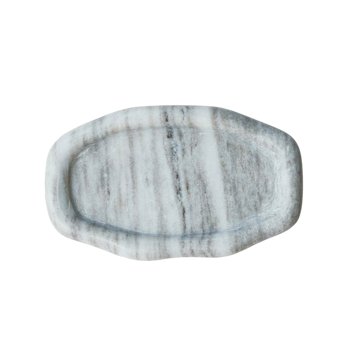 Individual organic oval shaped grey marble tray. Food safe. Marble home and kitchen decor. 