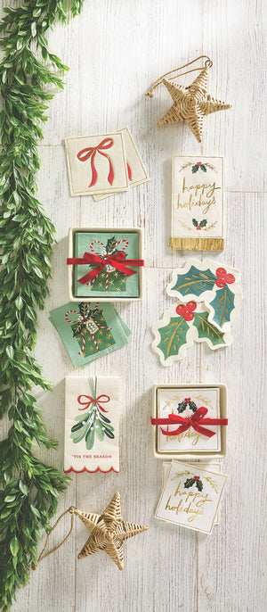 Happy Holidays Napkins with Tray | Holiday