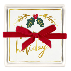 Happy Holidays Napkins with Tray | Holiday
