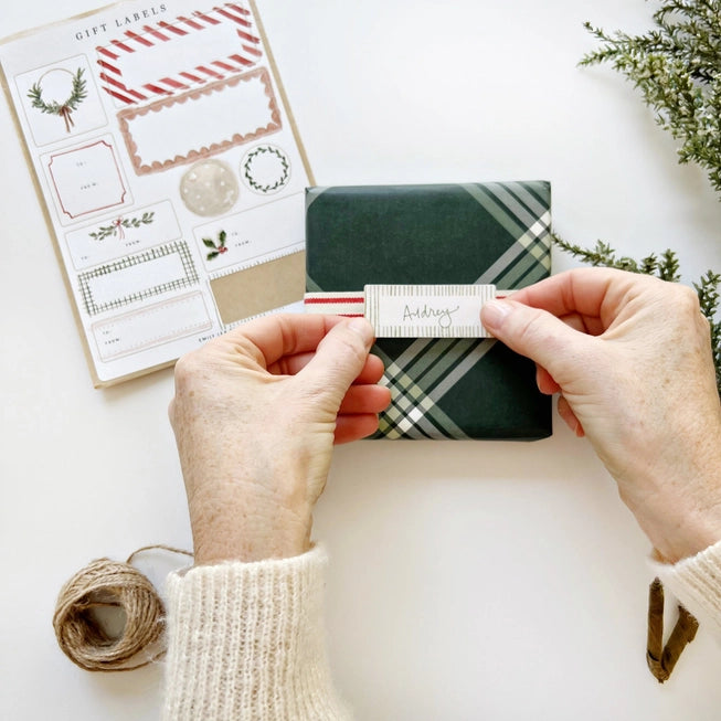 Holiday set of gift labels in varying styles. Emily Lex. Holiday stationary.