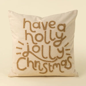 Holly Jolly Embroidered Pillow