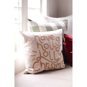 Holly Jolly Embroidered Pillow