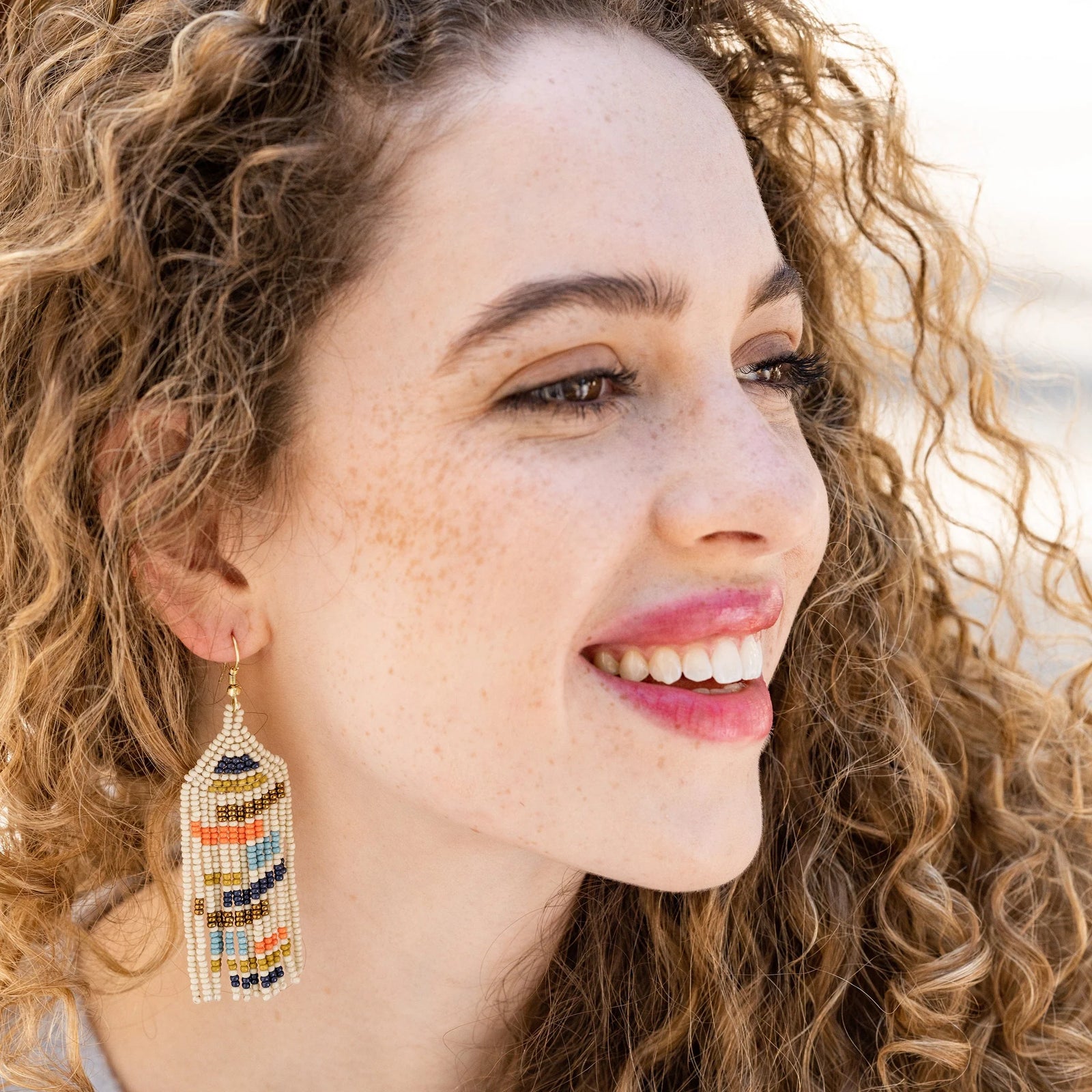 Dolly Multicolor Block Beaded Fringe Earrings