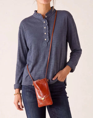 Josephine Ruffle Henley Tee Shirt | Mersea