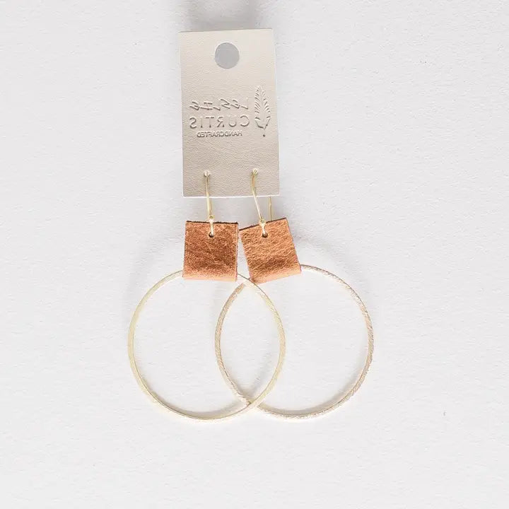 Laura Medium Hoop with Leather Earrings