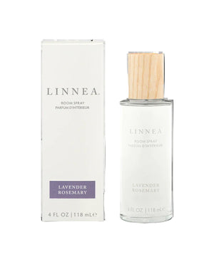 LINNEA Lavender Rosemary room spray with packaging on a white background