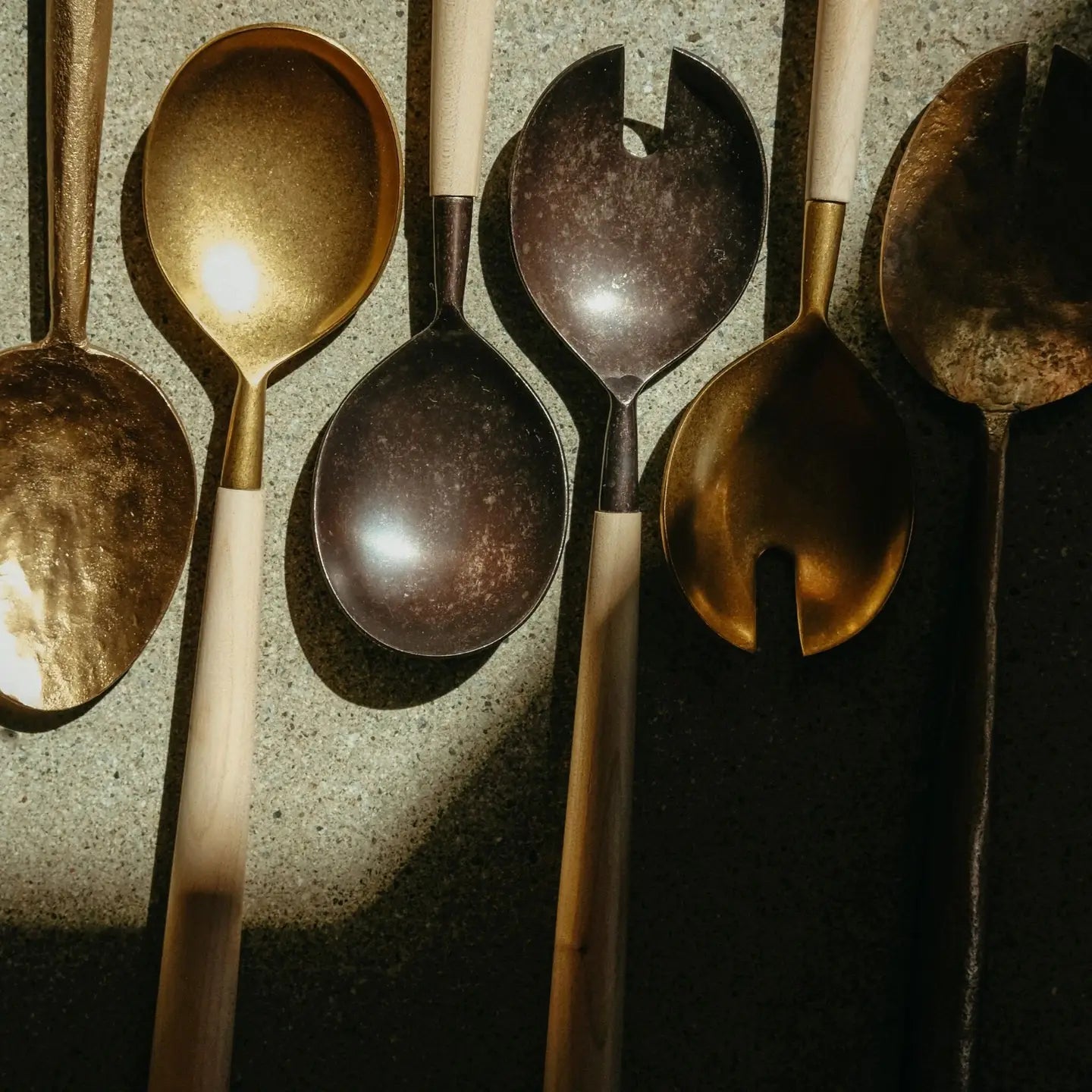 Gold Maple Wood Salad Servers