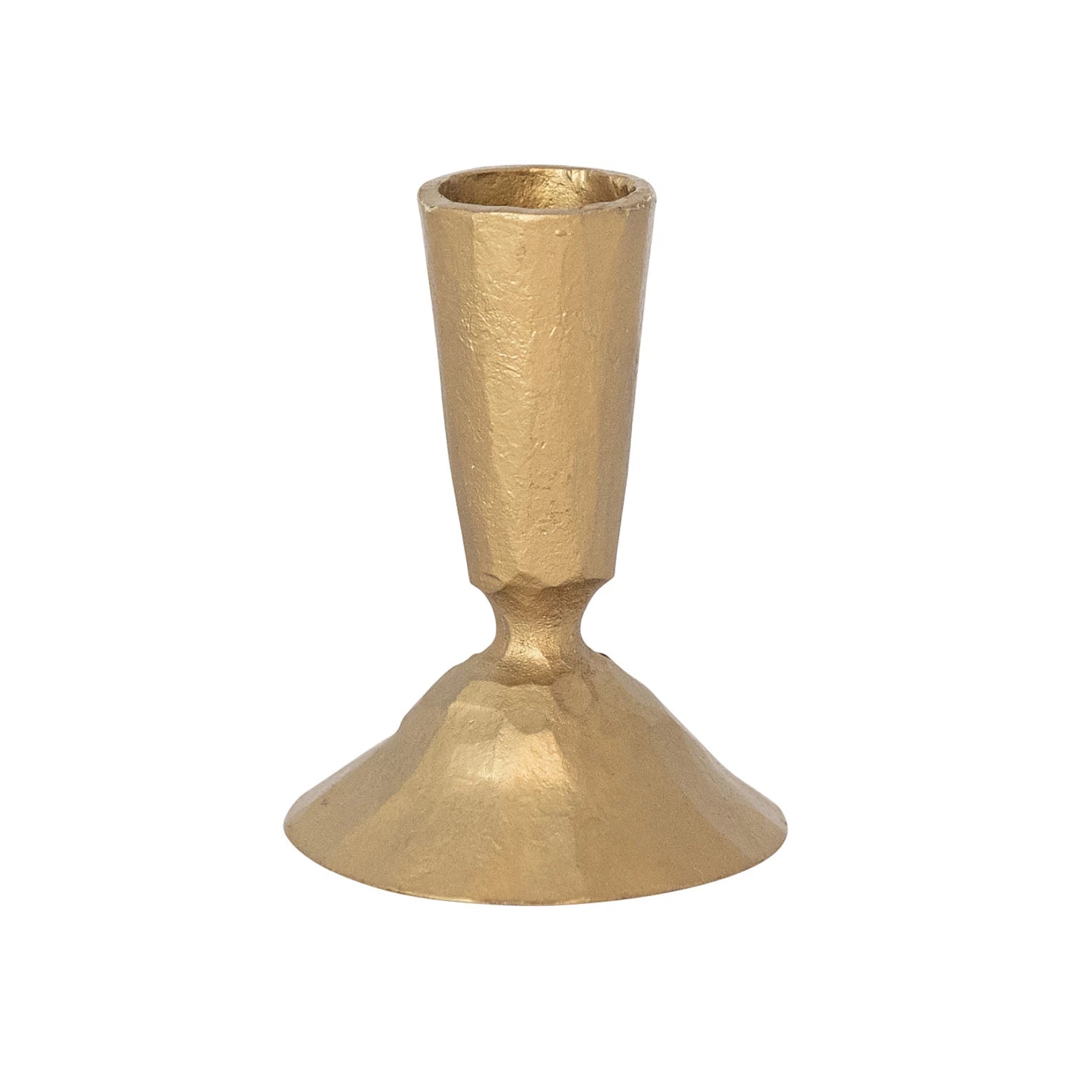 Hammered antique brass mini candle votive holder on a white background.
