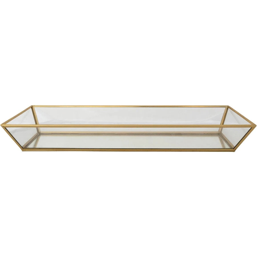 Mirrored Glass and Brass Tray