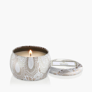 4 ounce tin Mokara Orchid candle from Voluspa. 