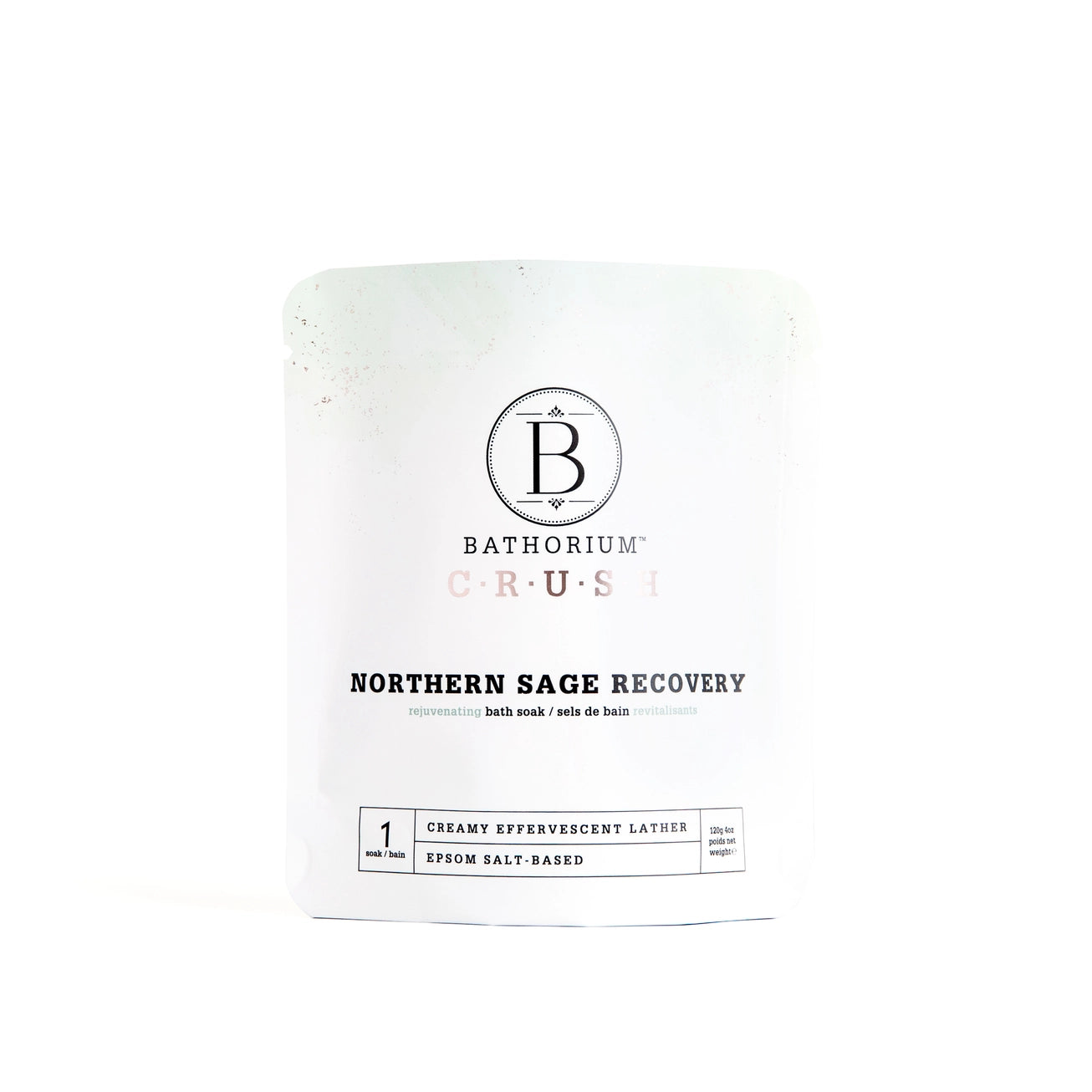 Bathorium Northern Sage recovery bath soak packet. 