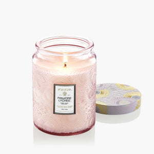 18 ounce Panjore Lychee glass jar candle from Voluspa. 