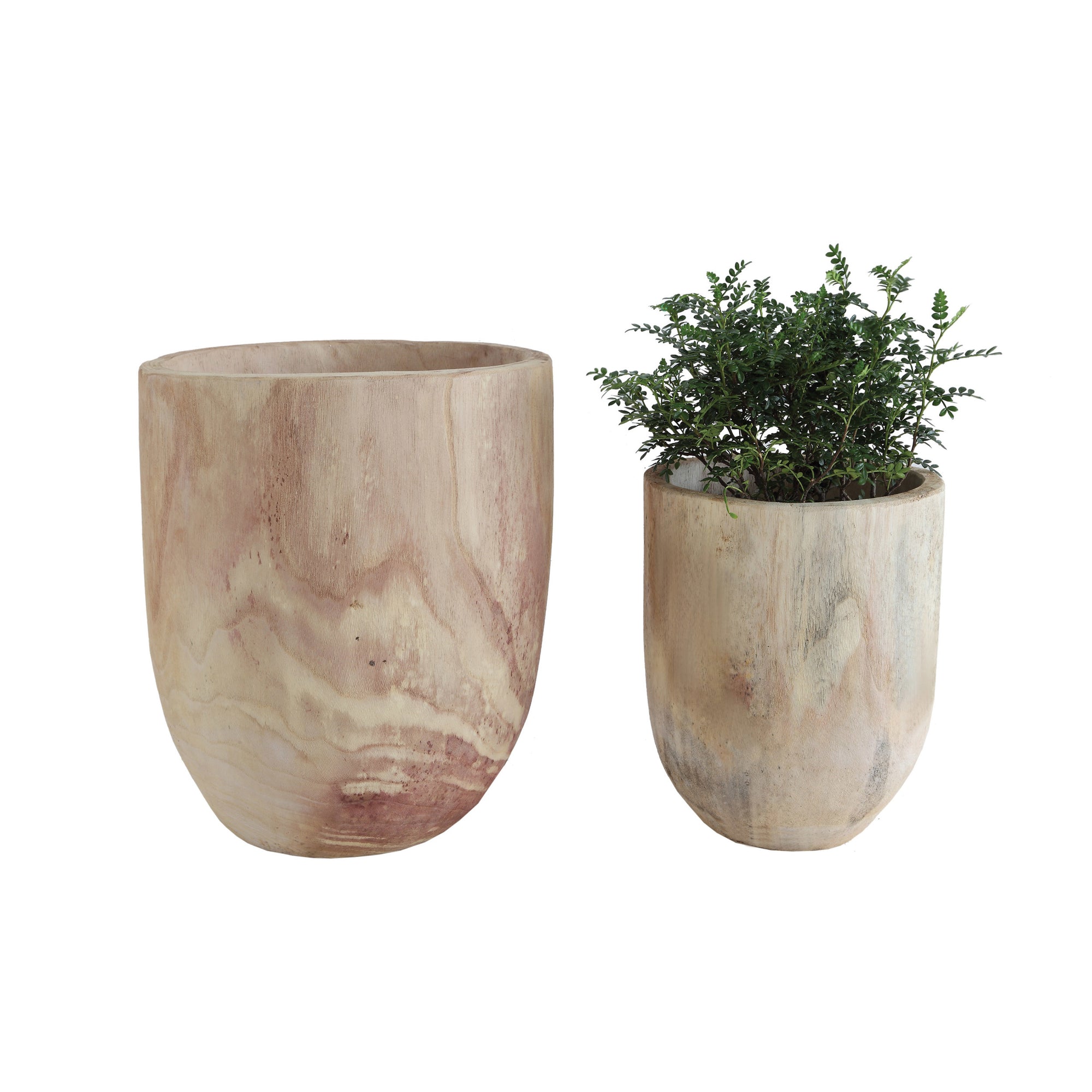 Solid Paulownia Wood Planters. Medium and large size options available. Neutral in color and slight variation in texture and shape. Perfect for storing faux stems or gorgeous greenery. Home Decor. Rustic home decor. 