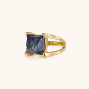 Mini Plaza Gemstone Ring | Iridescent Hematite