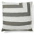 White and sage striped pillow featuring a turn in the stripes at the corner
