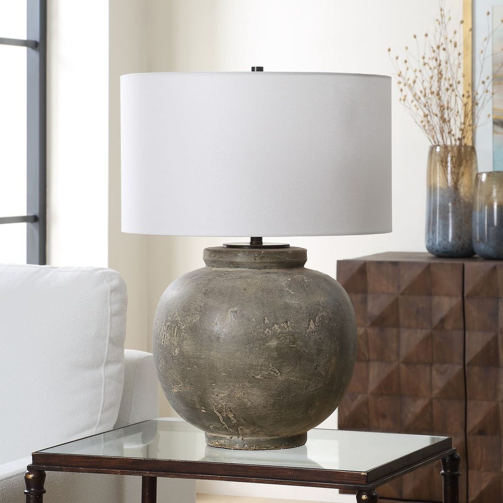 Distressed Earthy Concrete Table Lamp