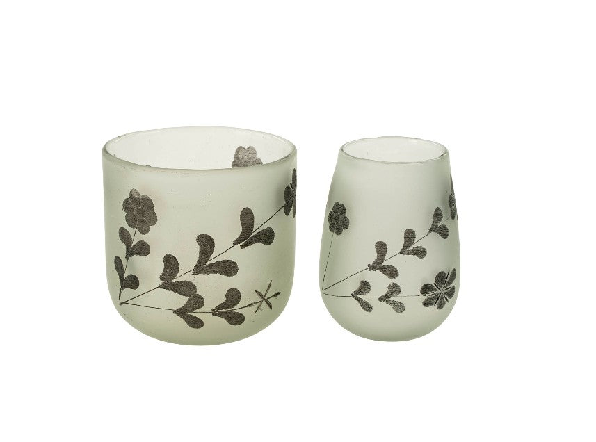Botanical Etched Glass Votive