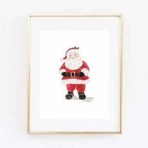 Watercolor art print of Santa Clause. Emily Lex. 