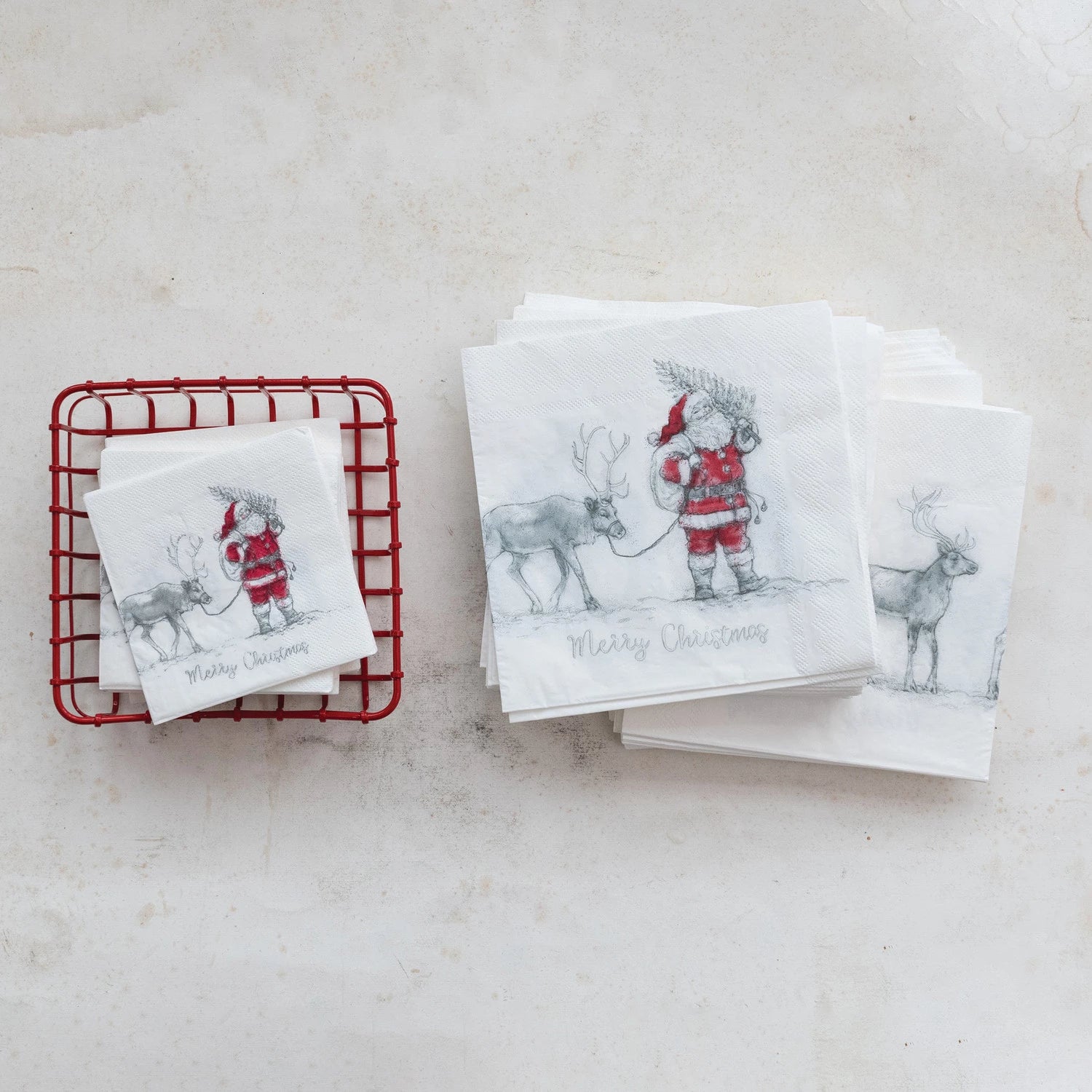 Cocktail Napkins | Santa and His Reindeer