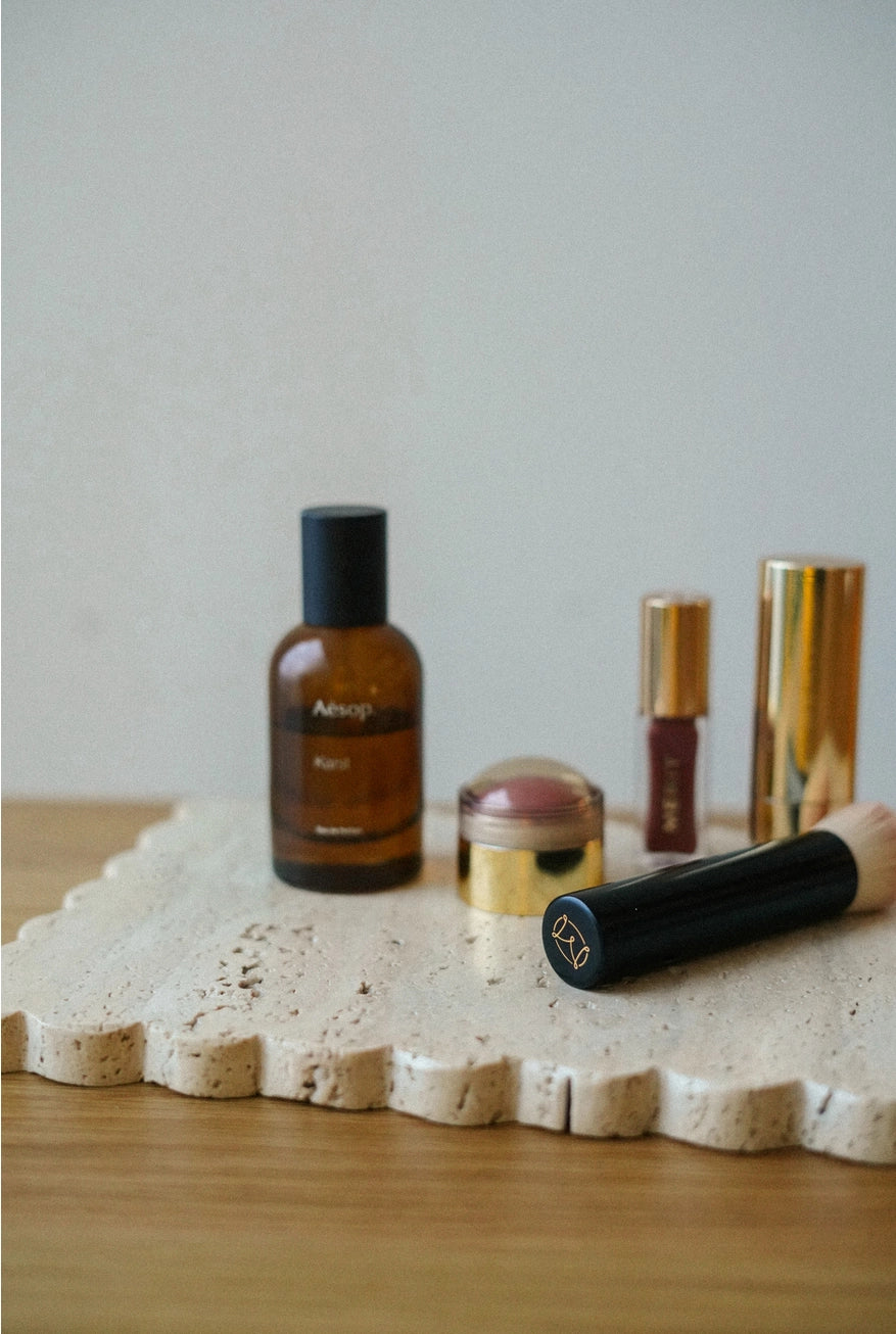 Travertine Scalloped Rectangular Tray