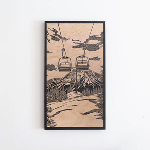 Vintage Chairlift Engraved Illustration