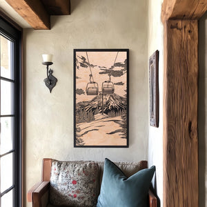Vintage Chairlift Engraved Illustration