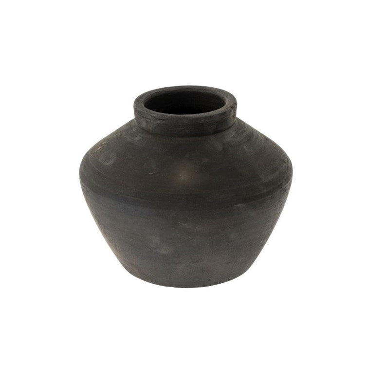 matte black terracotta pot
