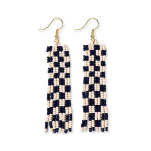 Classic black and white checkered dangle earring