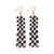 Classic black and white checkered dangle earring