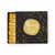 black match box with gold speckles and gold circle with saying "starry starry night"