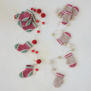 Wool Felt Stocking Garland | Holiday