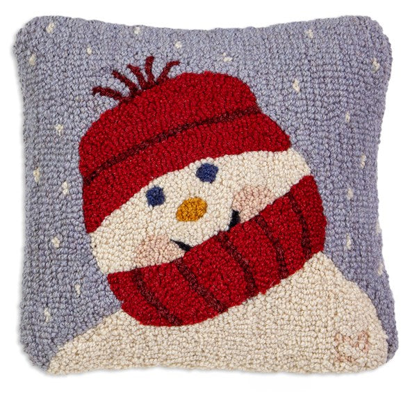 Sweet Little Snowman Square Wool Pillow | Holiday