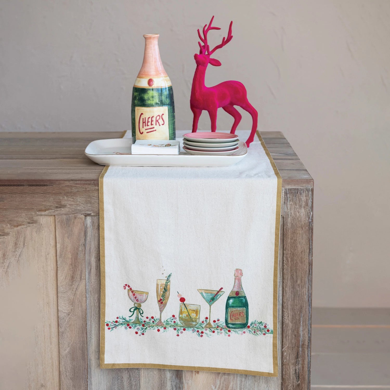 Festive Holiday Drinks Table Runner