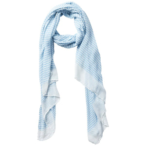 Light blue striped scarf on a white background