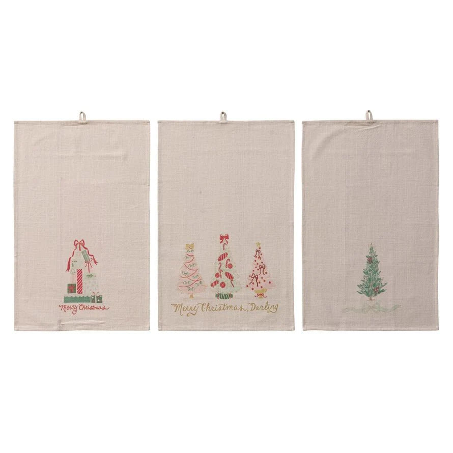 Cotton Holiday Tree Tea Towels