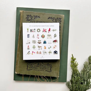 Back of Truth for Today Christmas cards showcasing the watercolor illustrations for each day.