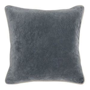 Velvet cotton 18 inch pillow in stone grey color. 