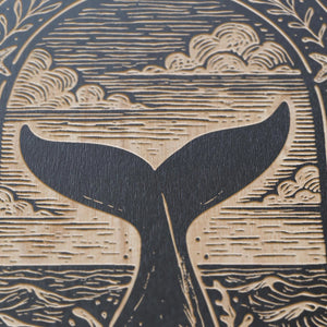 Whale Tail Engraved Illustration