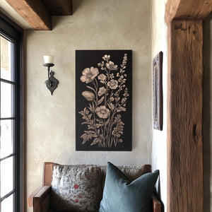 Wildflower Bouquet Engraved Illustration