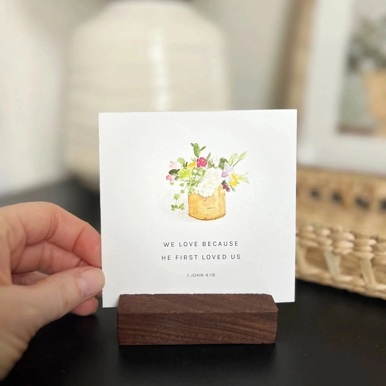 Floral watercolor scripture daily devotional card by Emily Lex. 
