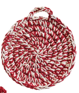 Red & White Crocheted Cotton Pot Holder