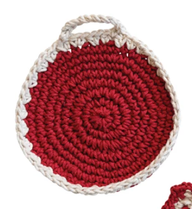 Red & White Crocheted Cotton Pot Holder