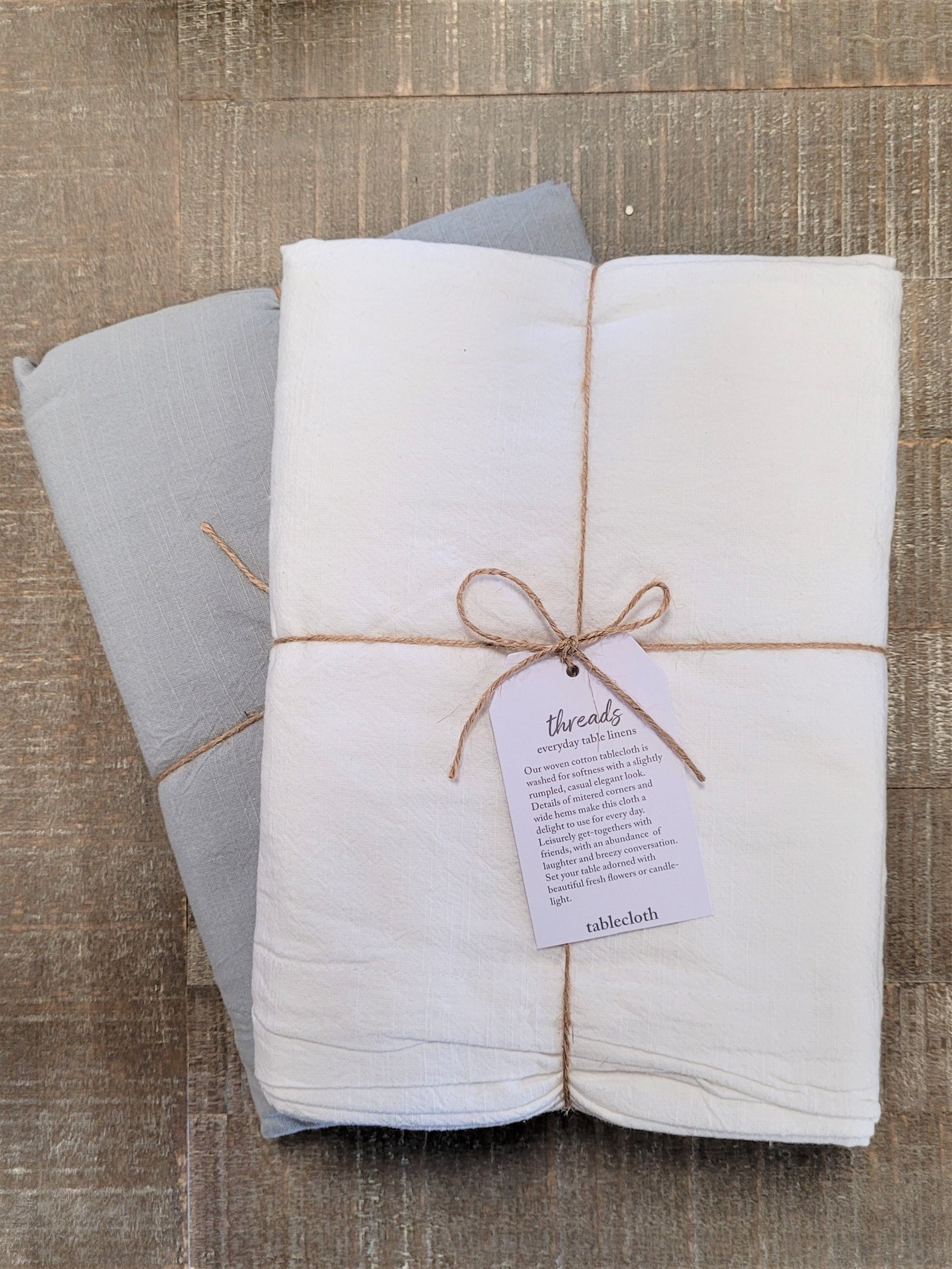 slub tablecloth white gray