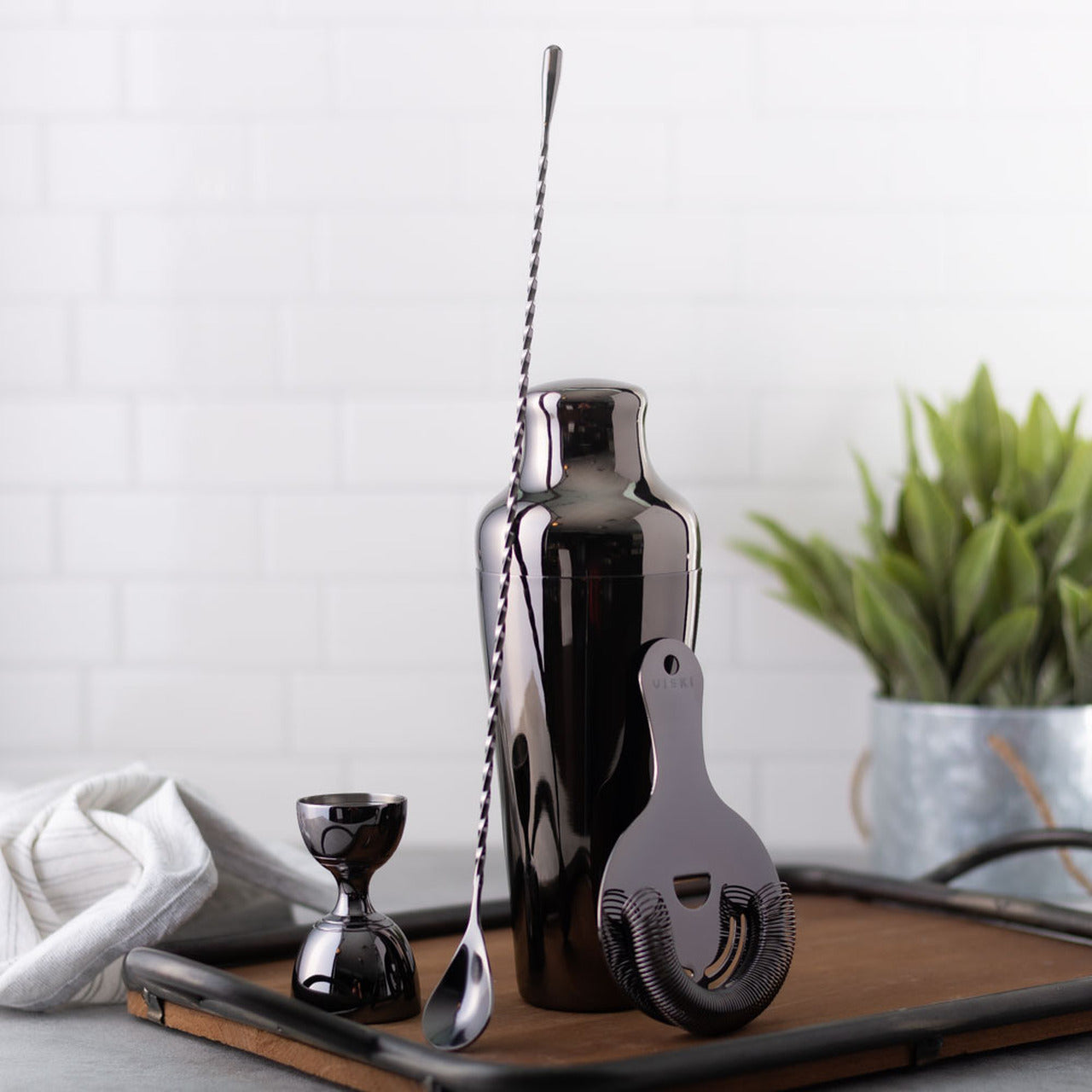 Contemporary Barware in gunmetal black stainless steel Viski