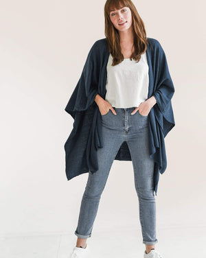 Mersea cotton and cashmere wrap in navy