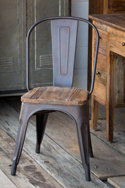 Elm Wood Metal Chair