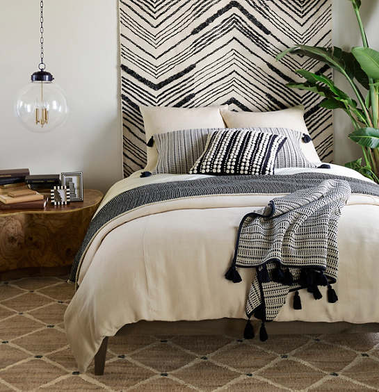 modern black and cream jacquard throw 