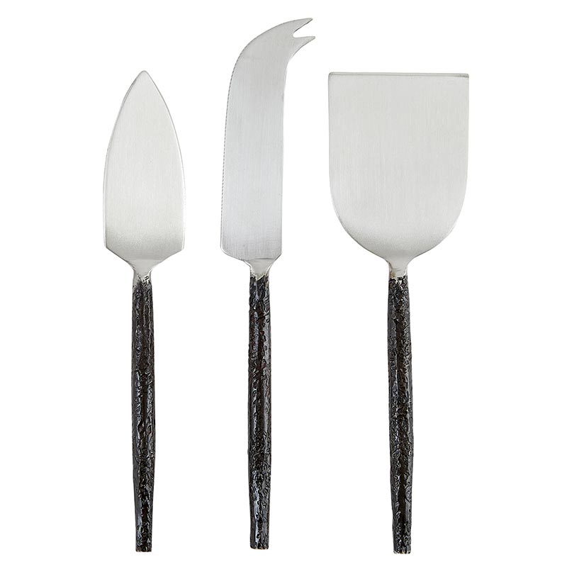 organic black stainless steel cheese knife set of three