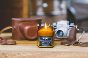 Wax and wool leather candle 